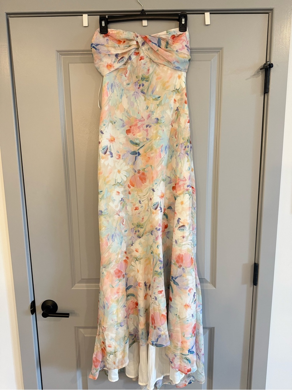 Hello Molly Pastel Floral Strapless Chiffon Girls Dress in Pink and Blue